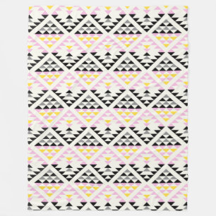 Couverture Polaire Carreaux géométriques modernes Triangle Motif rose