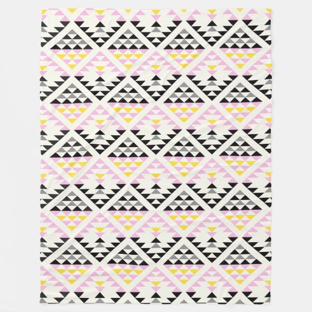 Couverture Polaire Carreaux géométriques modernes Triangle Motif rose (Devant)