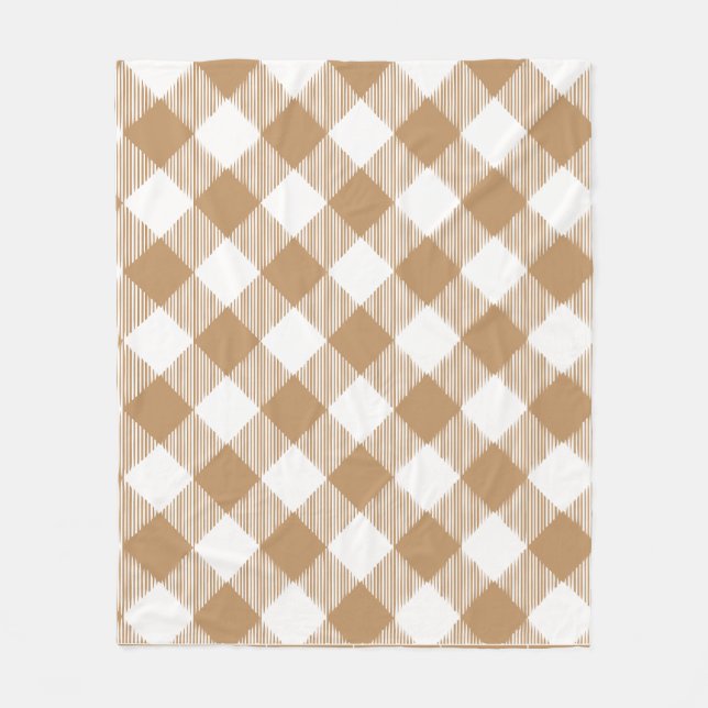 Couverture Polaire Carreaux marron buffle  (Devant)