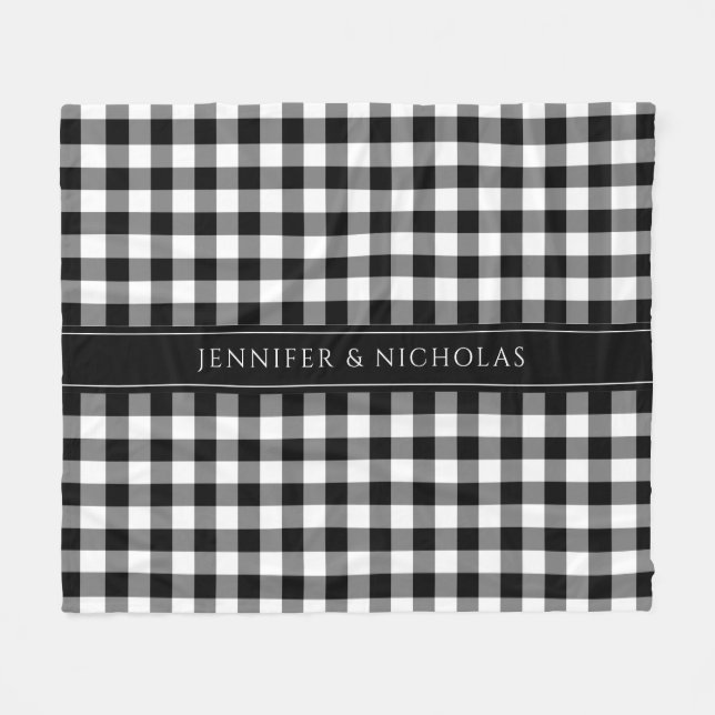 Couverture Polaire Carreaux Noir Et Blanc Modernes (Devant (Horizontal))