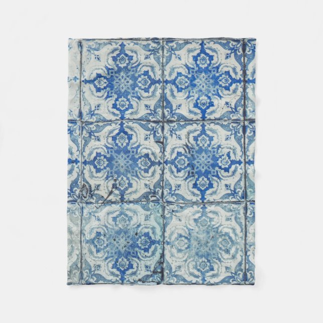 Couverture Polaire Carreaux portugais Vintages Motif - Azulejo (Devant)