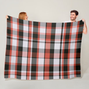 Couverture Polaire Carreaux Rouge Noir et Blanc Moderne Tendance