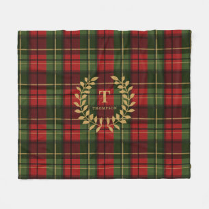 Couverture Polaire Carreaux Rouges Et Verts Avec Couronne De Monogram