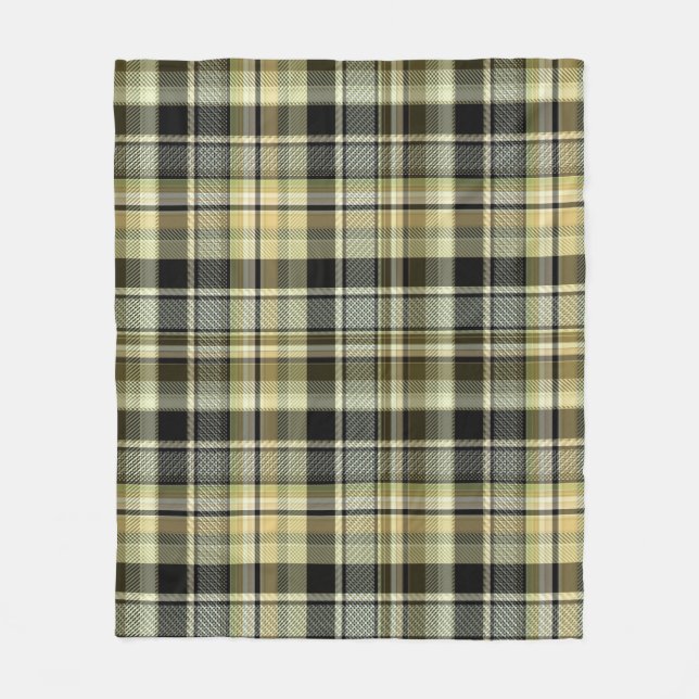Couverture Polaire Carreaux tartan brun-jaune.  (Devant)