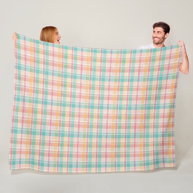 Couverture Polaire Carreaux Vichy Multicolores (En situation)