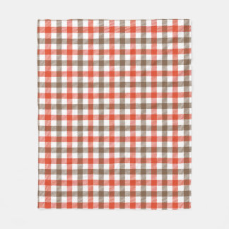 Couverture Polaire Carreaux Vichy Rouge et Marron Vintage