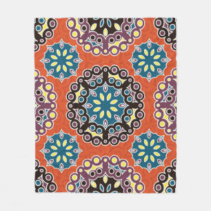 Couverture Polaire Carrelage arabe, motif patchwork vintage.