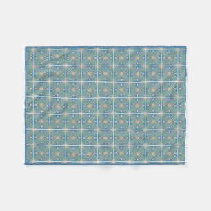 Couverture Polaire Carrelage de fleurs marocaines turquoise et rose