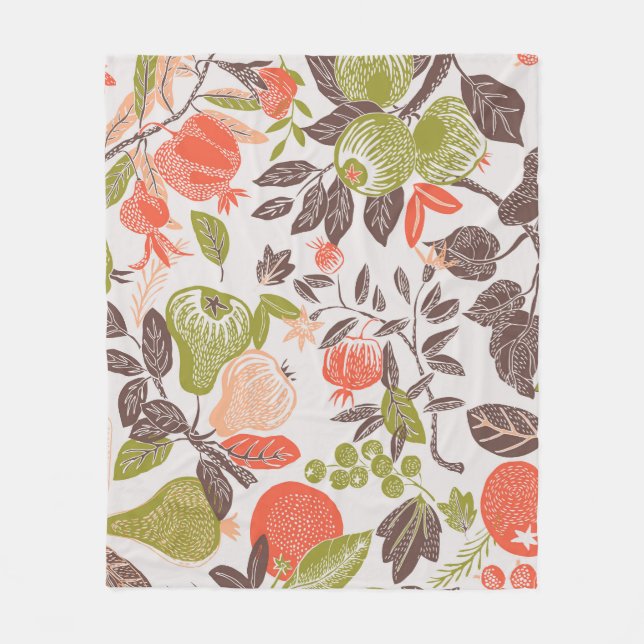Couverture Polaire Carrelage décoratif aux fruits d'automne. (Devant)