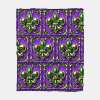 Couverture Polaire Carrelage Mardi Gras Fleur de lis Toison Blanche