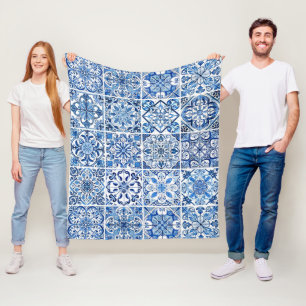 Couverture Polaire Carrelage méditerranéen, Portugais, Azulejo, Majol