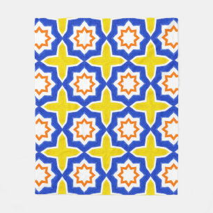 Couverture Polaire Carrelage portugais d'époque. Azulejos bleu et jau