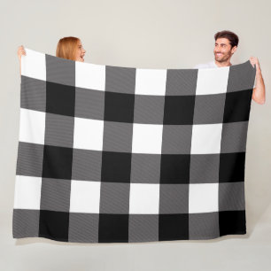 Couverture Polaire Carrés à carreaux noirs et blancs Buffalo Plaid
