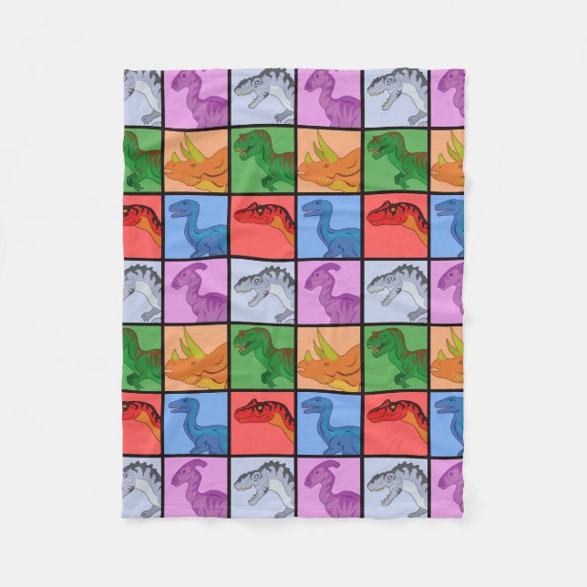 Couverture Polaire Carrés dinosaures (carrelage) (Devant)