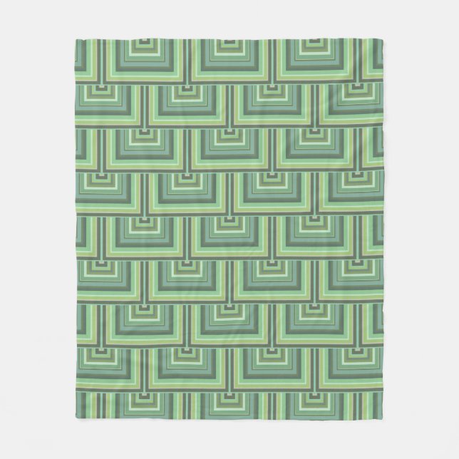 Couverture Polaire Carrés écailles vert olive motif (Devant)