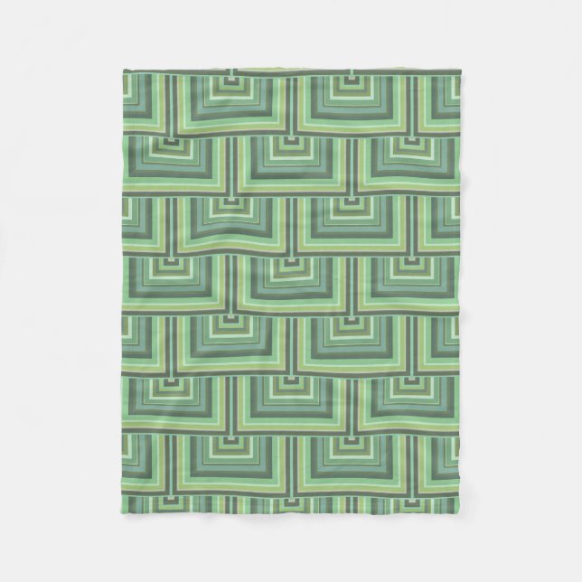 Couverture Polaire Carrés écailles vert olive motif (Devant)