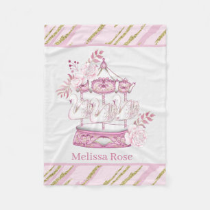Couverture Polaire carrousel de cygne mignon ajouter nom