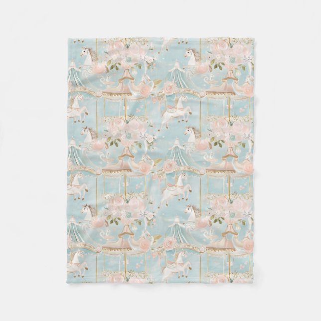 Couverture Polaire Carrousel Pastel Horse Motif (Devant)