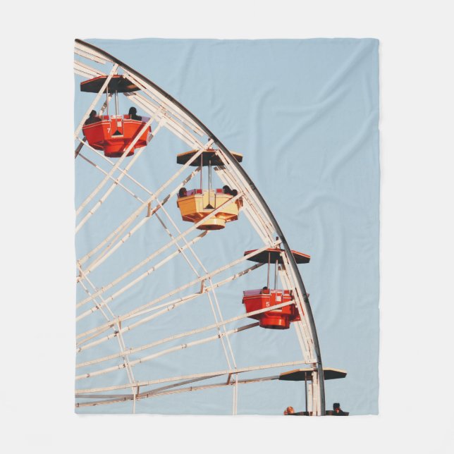 Couverture Polaire Carrousel rouge et brun (Devant)