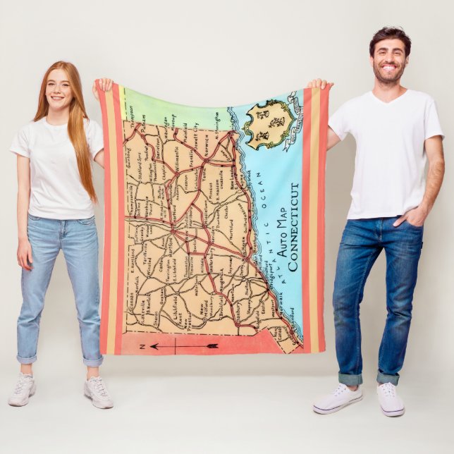Couverture Polaire Carte automobile du Connecticut (En situation)