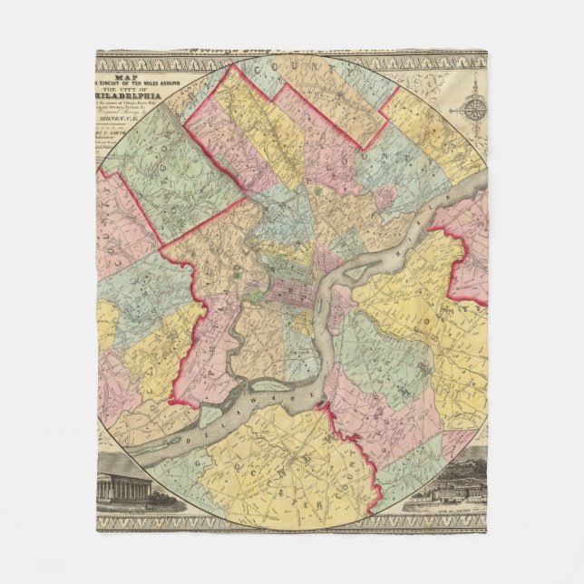 Couverture Polaire Carte autour de la ville de Philadelphie (Devant)