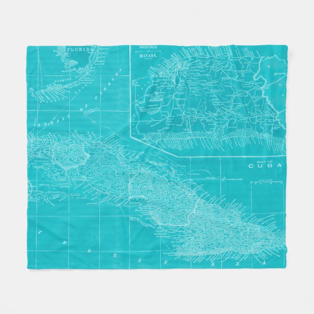 Couverture Polaire Carte Blue Cuba (Devant (Horizontal))