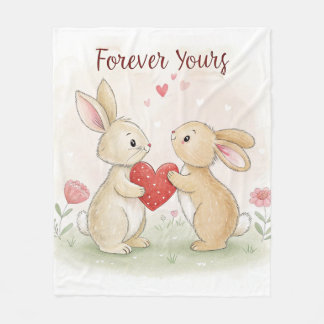 Couverture Polaire Carte Bunny romantique - Pour toujours votre