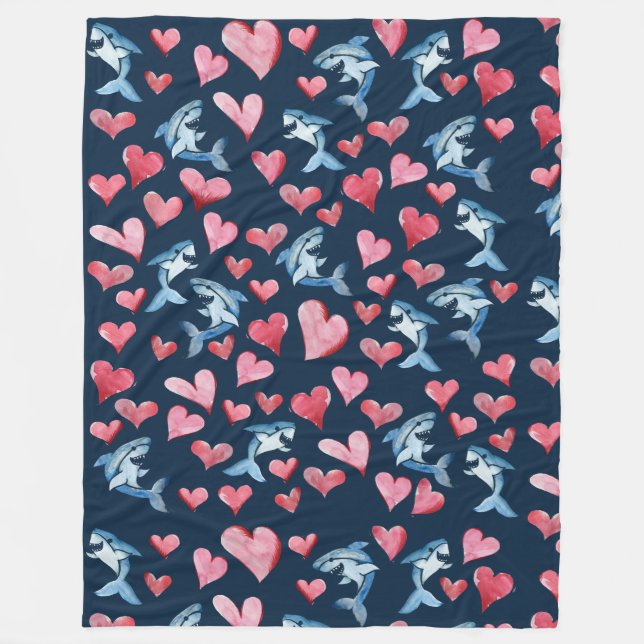 Couverture Polaire Carte d'amoureux des requins (Devant)