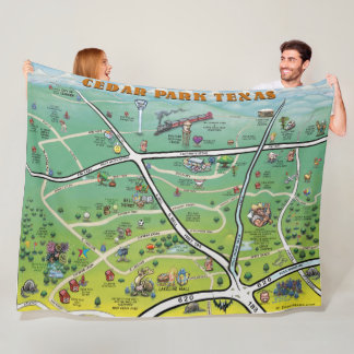 Couverture Polaire Carte de Cedar Park Texas en dessin animé