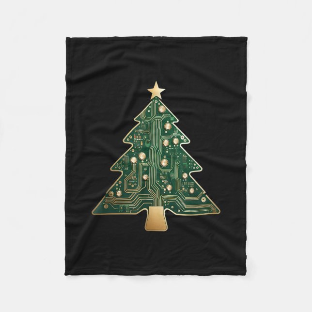 Couverture Polaire Carte de circuit informatique arbre de Noël (Devant)