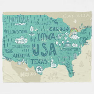 Couverture Polaire Carte de griffonnage des Etats-Unis