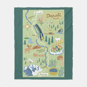 Couverture Polaire Carte de l'arrondissement de Denali Blanche