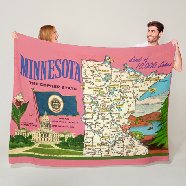 Couverture Polaire Carte de l'État du Minnesota à jeter (En situation)