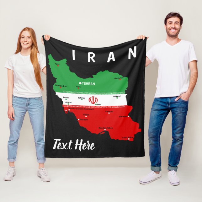 Couverture Polaire Carte de l'Iran avec drapeau et emblème (En situation)