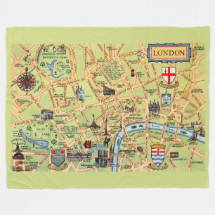 Couverture Polaire Carte de Londres illustrée de manière colorée