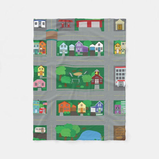 Couverture Polaire Carte de route de ville de voiture de jouet (Devant)