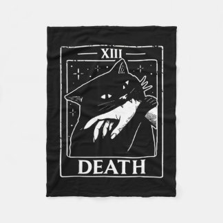 Couverture Polaire Carte de tarot de chat noir vintage humour de mort