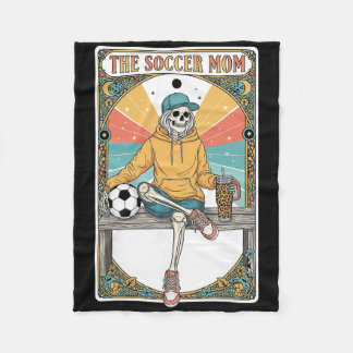 Couverture Polaire Carte de tarot de maman de football Squelette Café