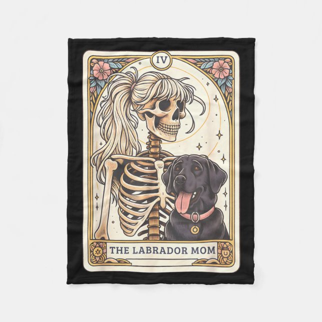 Couverture Polaire Carte de tarot de maman Labrador noir Squelette de (Devant)