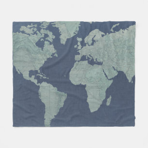 Couverture Polaire Carte de toile bleue du monde