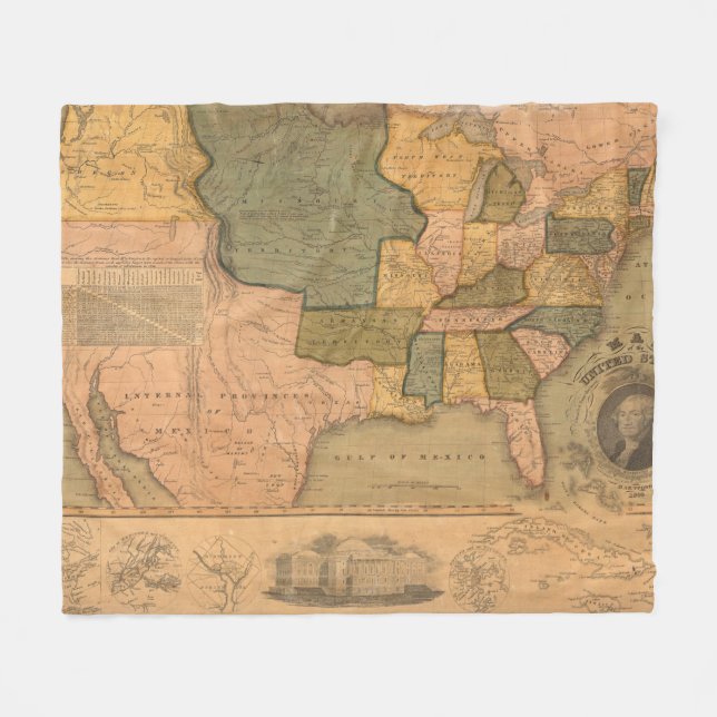 Couverture Polaire Carte des Etats-Unis avec George Washington (Devant (Horizontal))