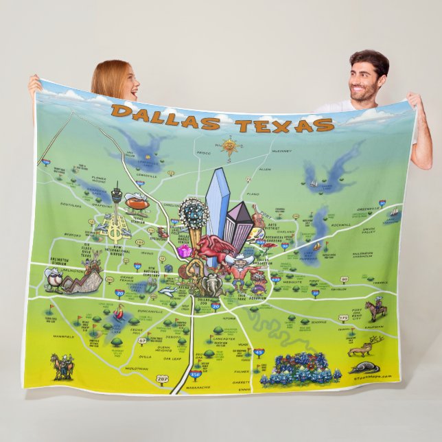 Couverture Polaire Carte des loisirs de Dallas Texas (En situation)