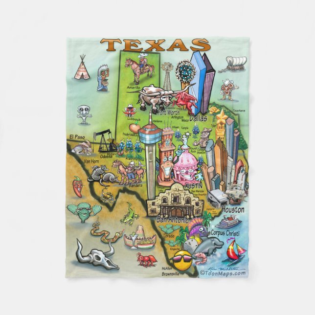Couverture Polaire Carte des loisirs du Texas (Devant)
