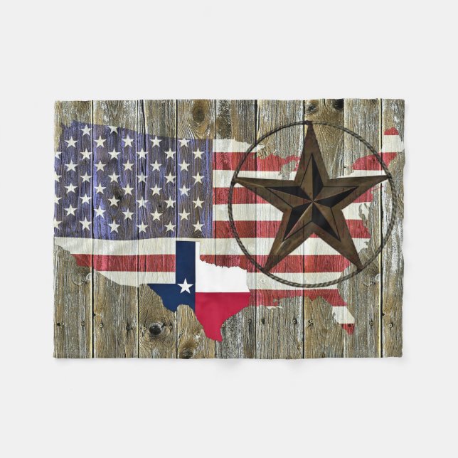 Couverture Polaire Carte du drapeau de l'État de Texas Lone Star (Devant (Horizontal))