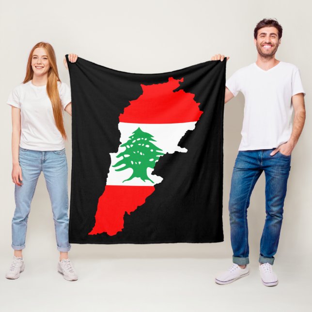 Couverture Polaire Carte du Liban avec aimant en pierre de drapeau (En situation)