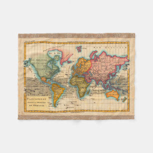 Couverture Polaire Carte du monde 1700s Antique Continents