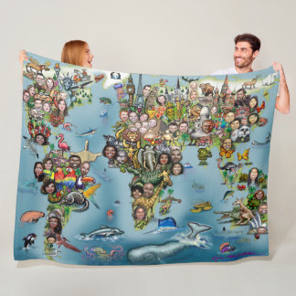 Couverture Polaire Carte du monde amusant