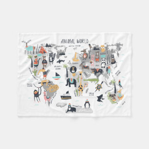 Couverture Polaire Carte du monde animal