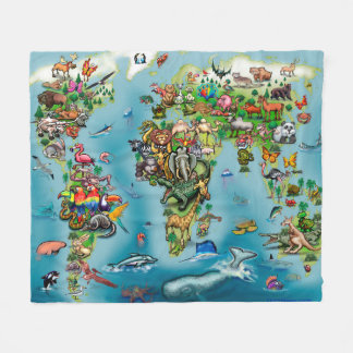 Couverture Polaire Carte du monde d'animaux