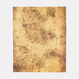 Couverture Polaire Carte du Vieux-Monde : Parchemin Vintage